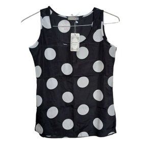 LIVA GIRL Women's Black/White Polka Dot Sleeveless Blouse Sz XXL